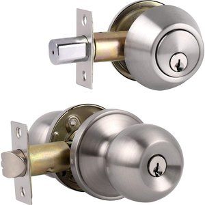 NEW Probrico Entry Door Knob with Single Cylinder Deadbolt Set Brushed Nickel